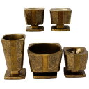 【50円OFFクーポン配布お買い物マラソン】つどい 仏具5点セット こび茶染 こびちゃぜん 金属製 日本製 湯呑 香炉 火立 仏器 花立