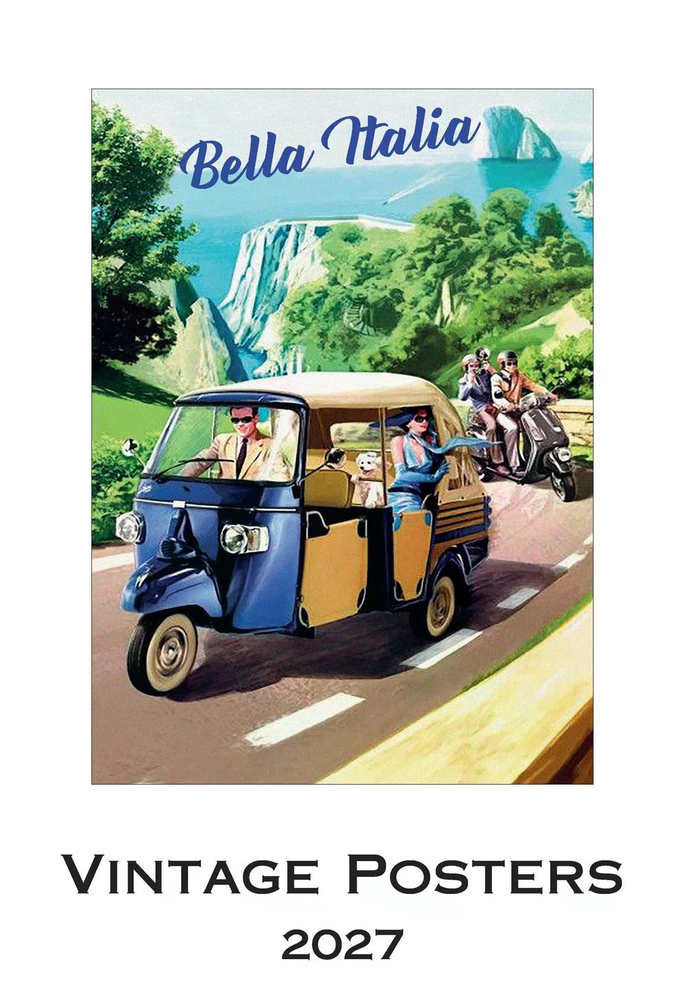 2027年 カレンダー VINTAGE POSTERS 35×50 イタリア製 直輸入 壁掛け 大判 おしゃれ アート ISTITUTO FOTOCROMO ITALIANO / I.F.I ヴィンテージ イタリア 車 vespa カンパリ