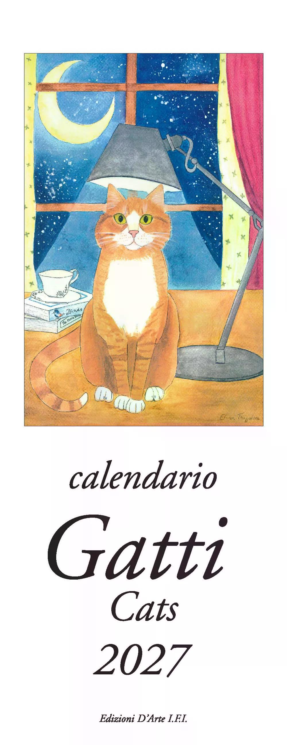 2027年 カレンダー Gatti ねこ イタリア製 縦長 13.5×34cm 直輸入 壁掛け スリム ヴィンテージ インテリア ISTITUTO FOTOCROMO ITALIANO / I.F.I おしゃれ 猫 イタリア