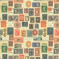 包装紙 ラッピングペーパー <3枚入り> STAMPS イタリア製 Kartos カルトス 切手柄 ヨーロッパ おしゃれ ギフト セルフラッピング 梱包資材 50×70
