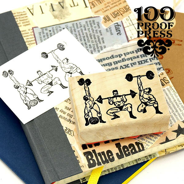 ラバースタンプ 100プルーフプレス 100 Proof Press #5164 ウエイトリフターズ Weight Lifters はんこ ..