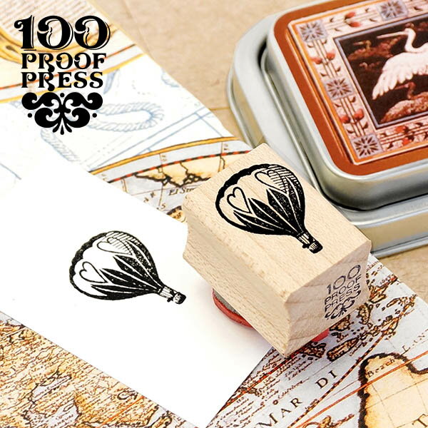 ラバースタンプ 100プルーフプレス 100 Proof Press #856 気球 Tiny Hot Air Balloon はんこ アンティーク ヴィンテージ レトロ かわいいのサムネイル