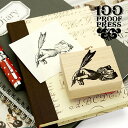 ラバースタンプ 100プルーフプレス 100 Proof Press 3025 Hand Writing WithFeather Quill はんこ アンティーク ヴィンテージ レトロ クラシック 文具 ステーショナリー 羽ペン