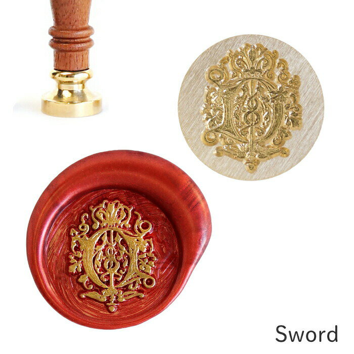 シーリングスタンプ ヘッド ＜ Sword ＞ 単品 替えスタンプ 【Prodused by adesso】 交換用 付け替え 封蝋 手紙 招待状 結婚式 diy シーリング ワックス シール シンボル 剣 クラウン 紋章 おしゃれ かわいい