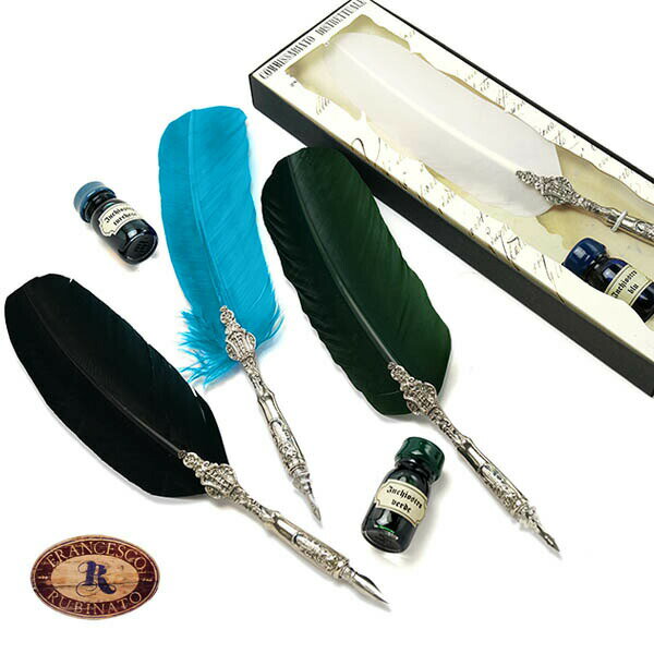 写真付きレビュー】RUBINATO 羽ペン + 10cc インクセット 7547 直輸入