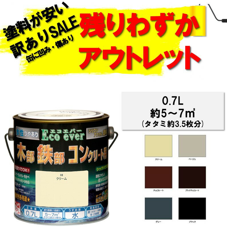 【公式ストア】P10倍アウトレット　訳あり　ペンキ　ペンキ水性塗料　ニッペ多用途屋内外対応　水性塗料|水性エコエバー　つやあり　0.7L