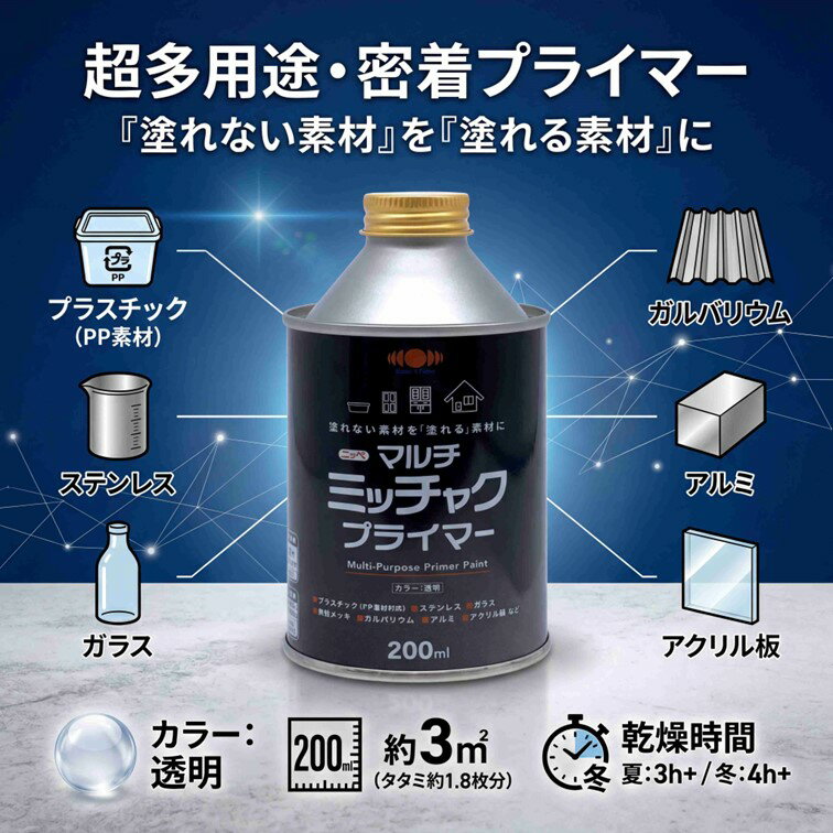 [공식 스토어]P10배 니페 도료 밑칠 땅 밀착 도장 가능 덧칠 만능 멀티미처크 프라이머 200ml