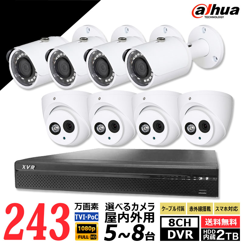 DAHUA(ե) 243 ȥ饻å PoC ʥ Ⲱ58 8chDVR 쥳HDD2TB Ÿ ޥ۴ƻ DHPOC-SET-8CH