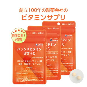 ビタミン サプリ バランスビタミン B群 + C 3袋（90日分 180粒） ビタミンB ビタミンC 栄養補給 日本新薬 栄養機能食品 ビタミン剤 マルチビタミン