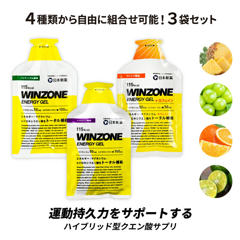 WINZONE ENERGY GEL（ウィンゾーン エナジージェル）3種類から自由に組合せ可能！ 3袋セット 日本新薬 マラソン サプリ エナジージェル