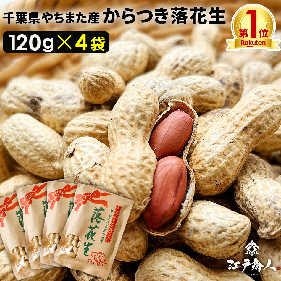 千葉県やちまた産 からつき落花生 高級感あるクラフト袋入 中手豊品種 120g×4袋 ナッツ 全国送料無料 ..