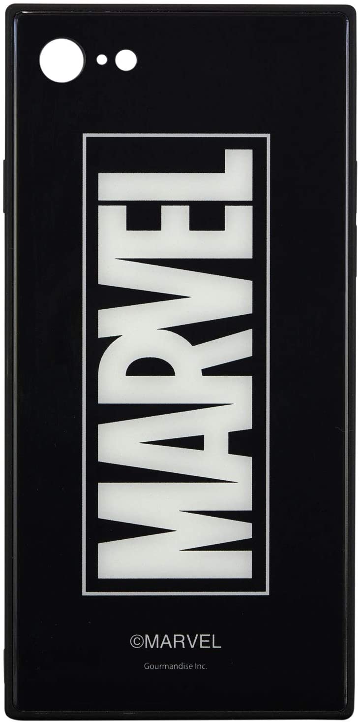 グルマンディーズ 〈MARVEL〉 iPhone8/7(4.7インチ)対応スクエアガラスケース ロゴ・ブラック mv-130b