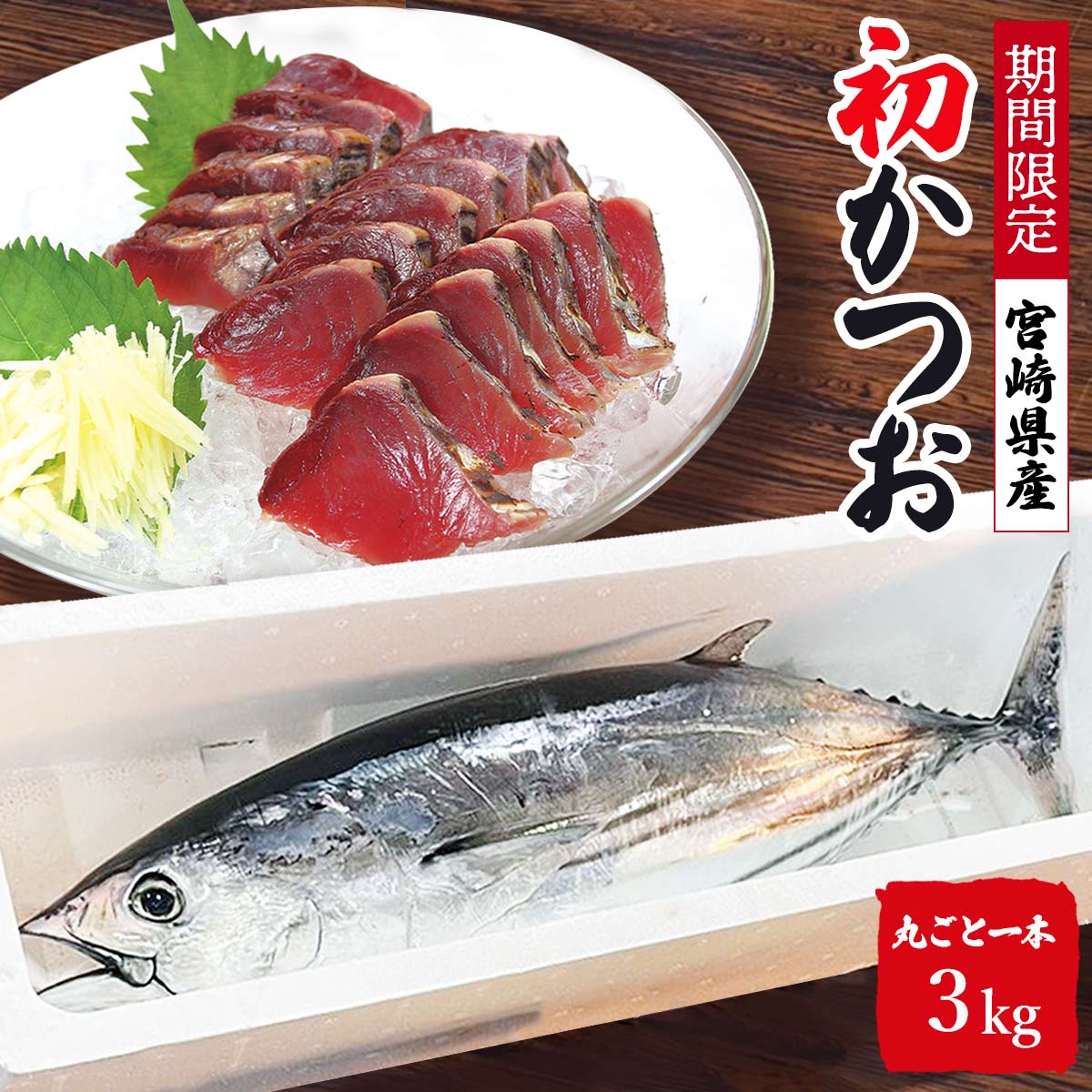 【期間限定販売】[南郷漁業協同組合] かつお 初かつお 3kg /かつお 日本一 初鰹 天然鰹 鰹 刺身 たたき 宮崎県産 カツオ 一本釣り まるごと1本 まるごと1匹 まるごと1尾 一本 まるごと 鮮魚 鮮度抜群 贈答 魚 さかな 天然 新鮮 生鮮カツオ 美味しい 【2月下旬頃～順次配送】