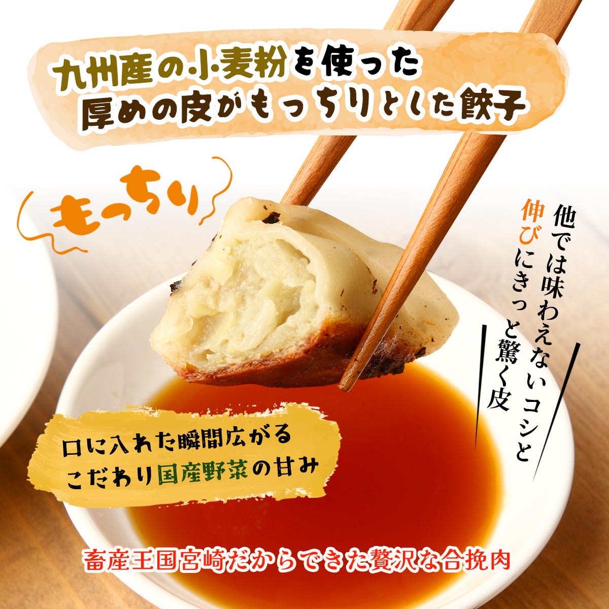 にじデパート楽天市場店の[餃子の馬渡] 餃子 もっちり餃子 12個 餃子のタレ・ラード付き (発泡ケース入・保冷剤付) /餃子 冷凍 お土産 ギフト お中元 お歳暮 餃子のまち 宮崎餃子 宮崎県 高鍋町 みやざき餃子｜アングル2