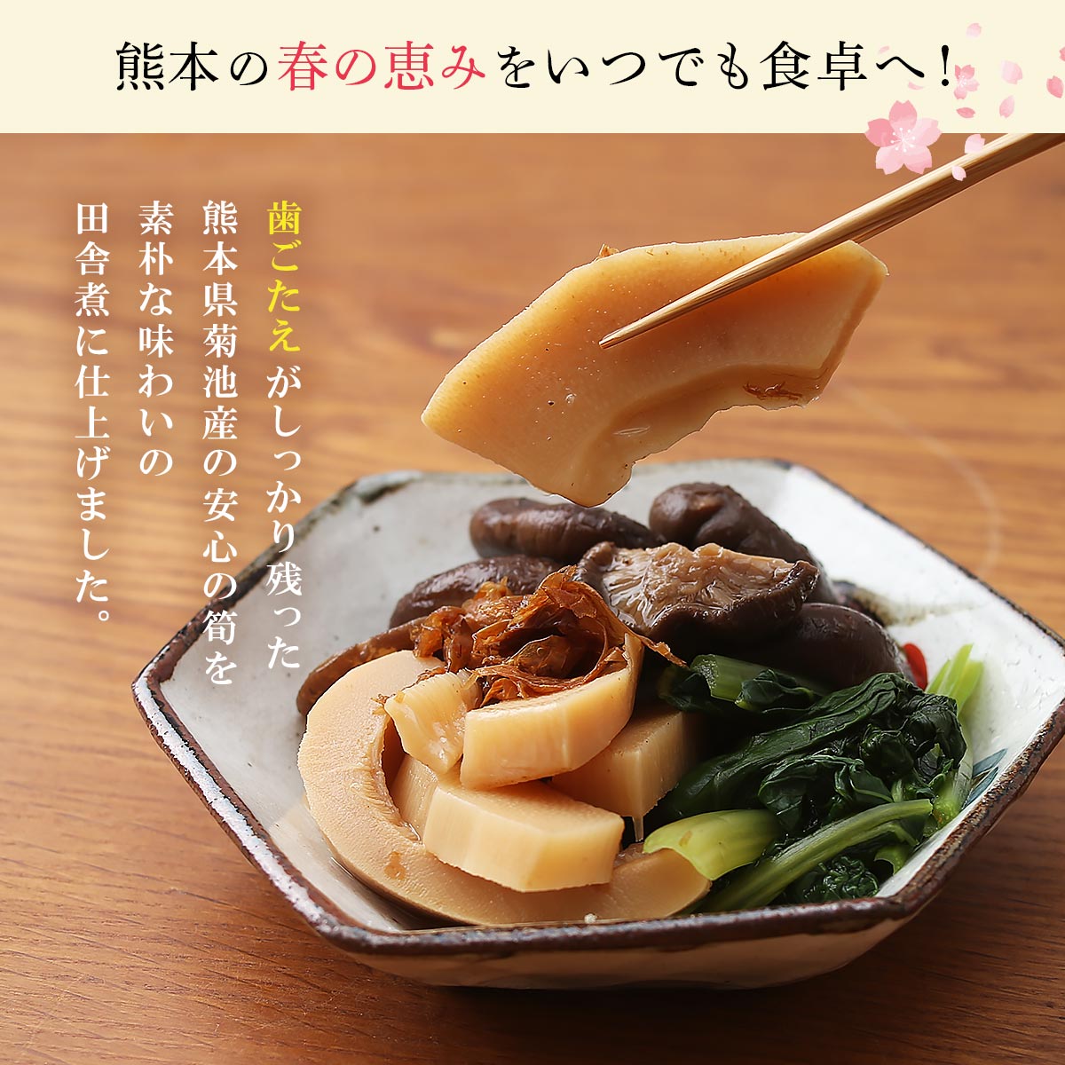 筍水煮 [七城町特産品センター] たけのこ田舎煮 80g /熊本県 七城 菊池 筍 旬 田舎煮 かつお風味 鰹出汁 水煮 簡単調理 アレンジ お取り寄せ 国産 安心