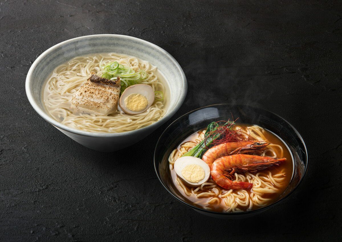  ラーメン 大分海鮮らぁめんセット (210g:鱧切身1枚、麺100g、和風魚介だしスープ80g)×2袋、(210g:車海老2尾、麺100g、旨辛えびスープ80g)×2袋 /ラーメン グルメ 海鮮 ギフト 贈り物 麺類 和風ラーメン