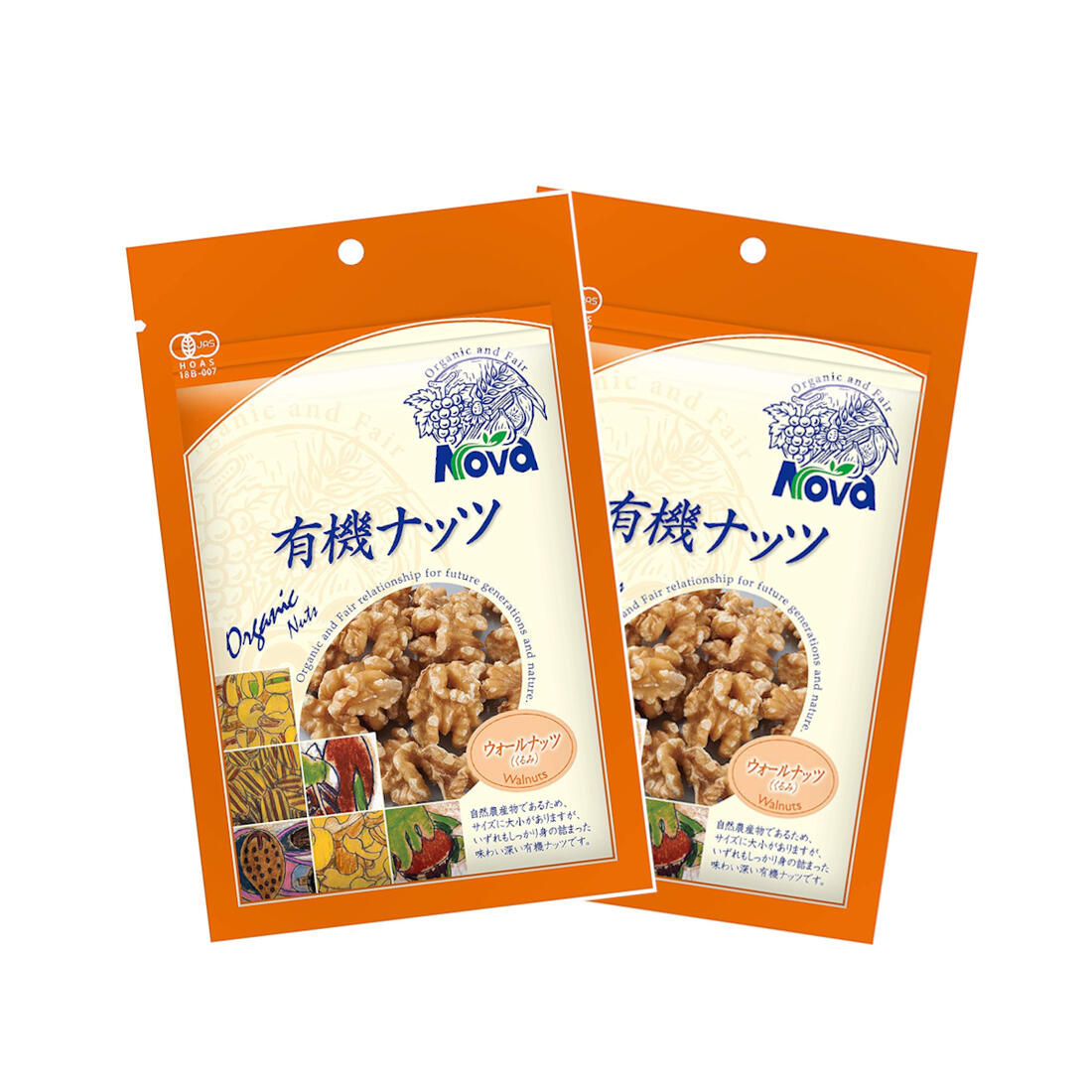 送料無料 [NOVA] 有機ウオールナッツ 80g 2袋セット /ノヴァ ドライフルーツ 有機 オーガニック 自然 倉庫