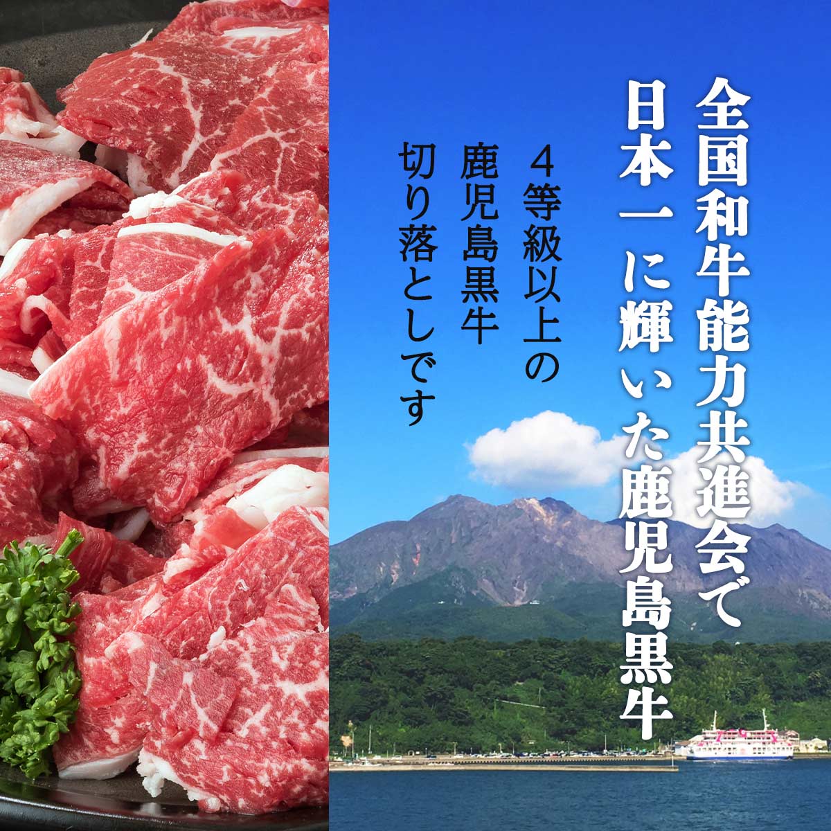 にじデパート楽天市場店の[グルメ・スタジアム] 牛肉 鹿児島県産黒毛和牛切り落とし 800g(400g×2P) /牛肉 肉 鹿児島県 黒瀬和牛 国産 お料理 畜産 かごしま 鹿児島黒毛和牛 和牛 便利 冷凍牛肉 料理好き 和食 洋食 牛丼 炒め物 切り落とし｜アングル2