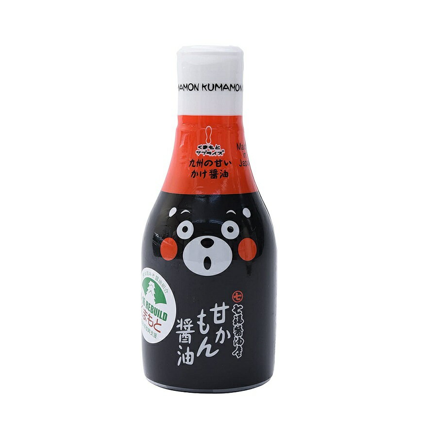 【商品特徴】甘くて艶のあるかけ醤油です。醤油の中身は、「七福醤油730ml」と同じです。 こちらは、押したら出て、戻すと止まる便利な密封ボトル使用！ 鮮度のいい醤油を1滴ずつお好みの量でかける事ができます。 かけ醤油やさしみ醤油としてもご使用いただけます。 1滴ずつ出るため、「あとちょっと！」というお料理の味付けにもピッタリ。 倒れても醤油がこぼれにくいため、卓上用としてもおすすめ。 減塩の方、お土産・ご家庭用にどうぞ。 商品説明県名 原材料 アミノ酸液、食塩、脱脂加工大豆、小麦、糖類(ぶどう糖果糖液糖)、カラメル色素、アルコール、調味料(アミノ酸等)、甘味料(ステビア、サッカリンNa) サイズ 60×60×150(mm) 原産国 日本 内容量 200ml アレルギー表示 小麦、大豆 温度帯 常温 メーカー名 合資会社七福醤油店熊本県阿蘇郡小国町宮原1734-4