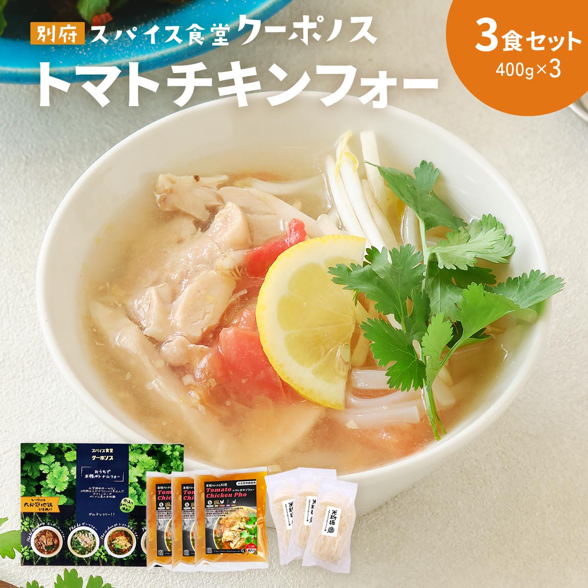 [フック] 惣菜 【おうちで本格ベトナム料理】トマトチキンフォー3食セット 400g×3 /ベトナム料理 大分県 フォー フォー専門店 スパイス..