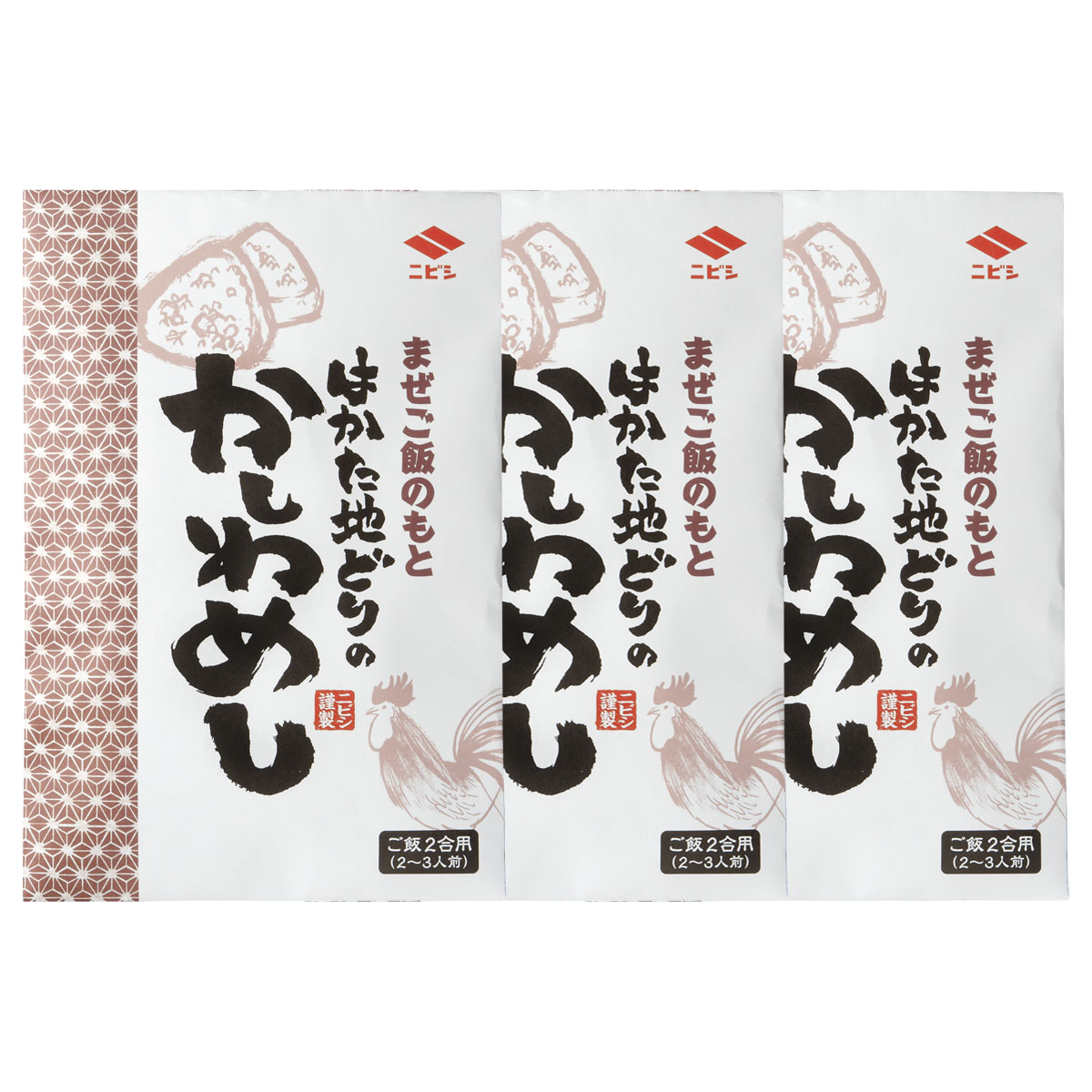 送料無料 [ニビシ醤油] 混ぜご飯の素 はかた地どりのかしわ飯の素 195g 2合用×3袋セット /まぜご飯のもと 混ぜご飯の素 味付きご飯 かしわめし 福岡県 うどん屋 定番 かしわおにぎりのサムネイル