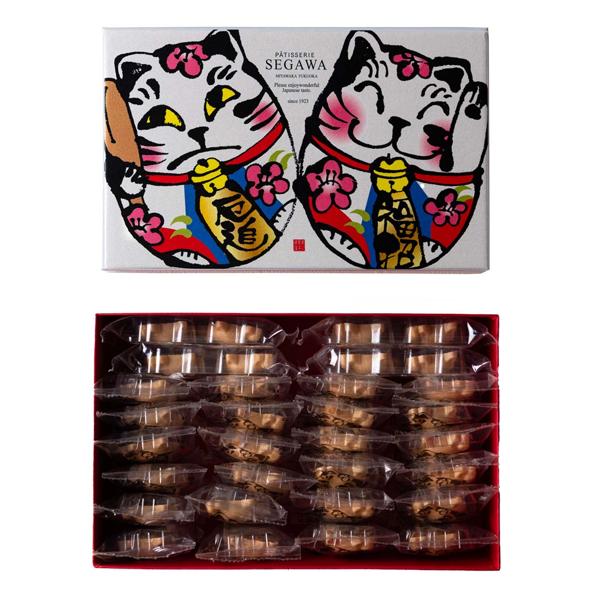 送料無料 [瀬川菓子舗] 猫箱(大) 1個入りねこさく32袋詰め合わせ /サブレ 黒ゴマ ごま ゴマ もなか 最..