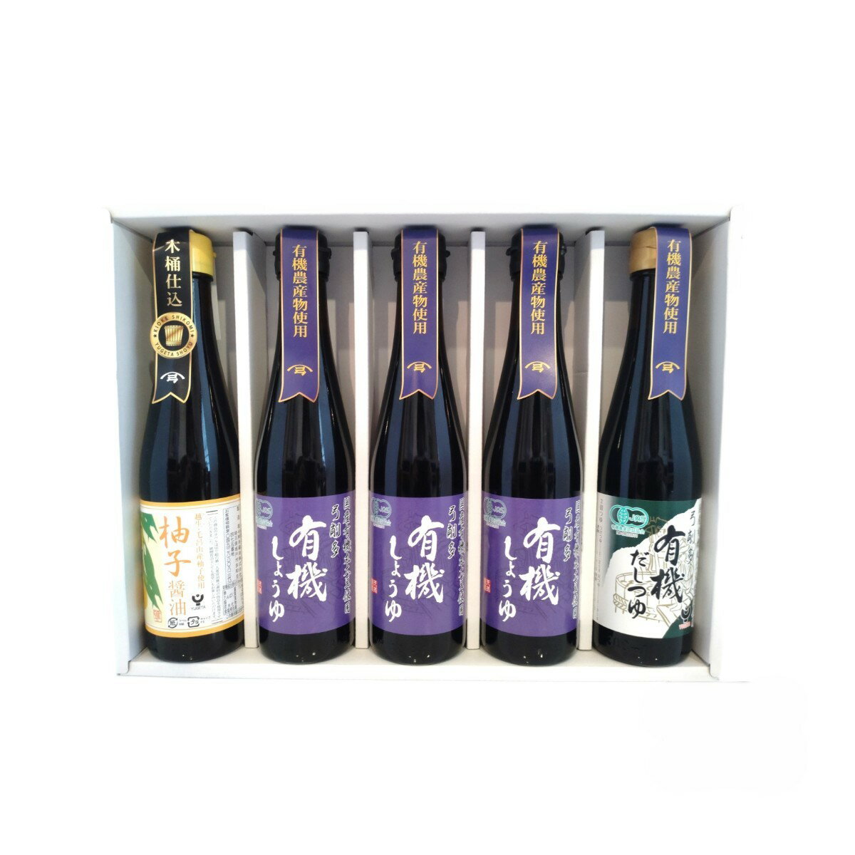 送料無料 調味料ギフト [弓削多醤油] 有機しょうゆ・柚子醤油セット YYD-40A 有機しょうゆ300ml×3、柚子醤油300ml×1、有機だしつゆ300ml×1 /ギフト お中元 お歳暮 有機JAS 醤油 めんつゆ 埼玉県 国産 だし 出汁 つゆ 調味料 贈り物 有機JAS