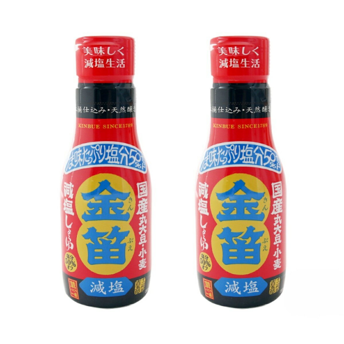 【10%OFF 楽天スーパーSALE限定】[笛木醤油] 醤油 金笛 減塩しょうゆ デラミボトル 200ml×2本セット /調味料 しょうゆ 醤油 金笛醤油 金笛しょうゆ 金笛しょうゆパーク 天然醸造 木桶仕込み醤油 老舗 伝統 減塩醤油 塩分カット
