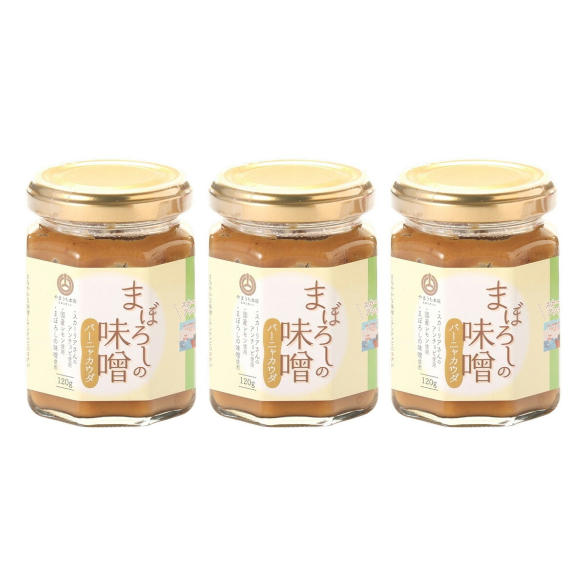 Miso （Soybean Paste） - 味噌 [山内本店] まぼろしの味噌 バーニャカウダ 120g×3個セット /老舗蔵元 山内本店 現代の名工 まぼろしの味噌 おかず味噌 バーニャカウダ味噌 国産レモン スカーリアさんのアンチョビ 味噌ディップ
