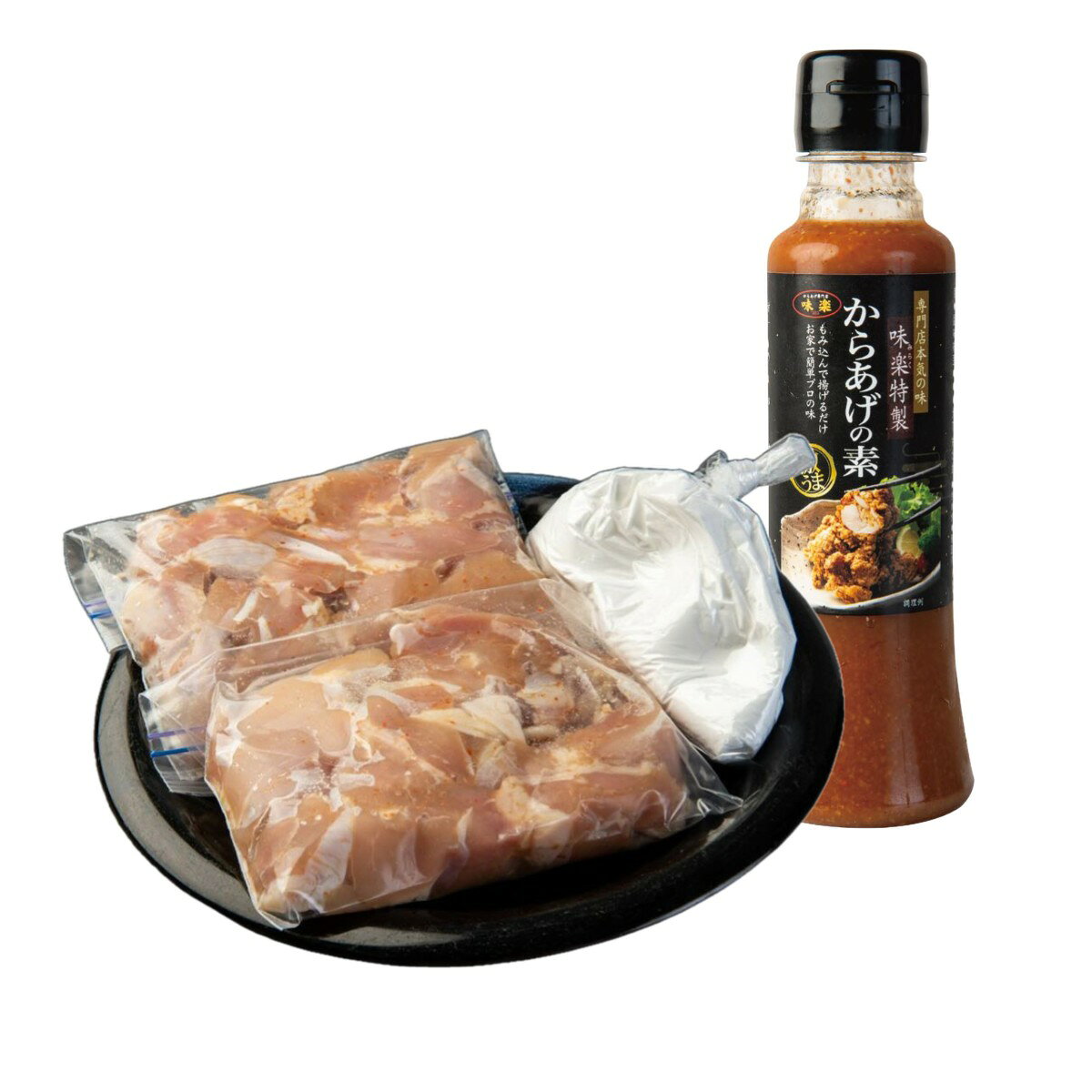 [からあげ味楽] 精肉 骨なしからあげ・からあげの素セット 鶏肉(調味済/生) 350g×2パック、からあげの素 180ml×1本 /大分からあげ からあげセット 大分名物 ご当地グルメ 味つけ鶏肉 唐揚げの素 専門店の味 唐揚げのたれ 漬け込みだれ 味付け プロの味 本格派 お弁当