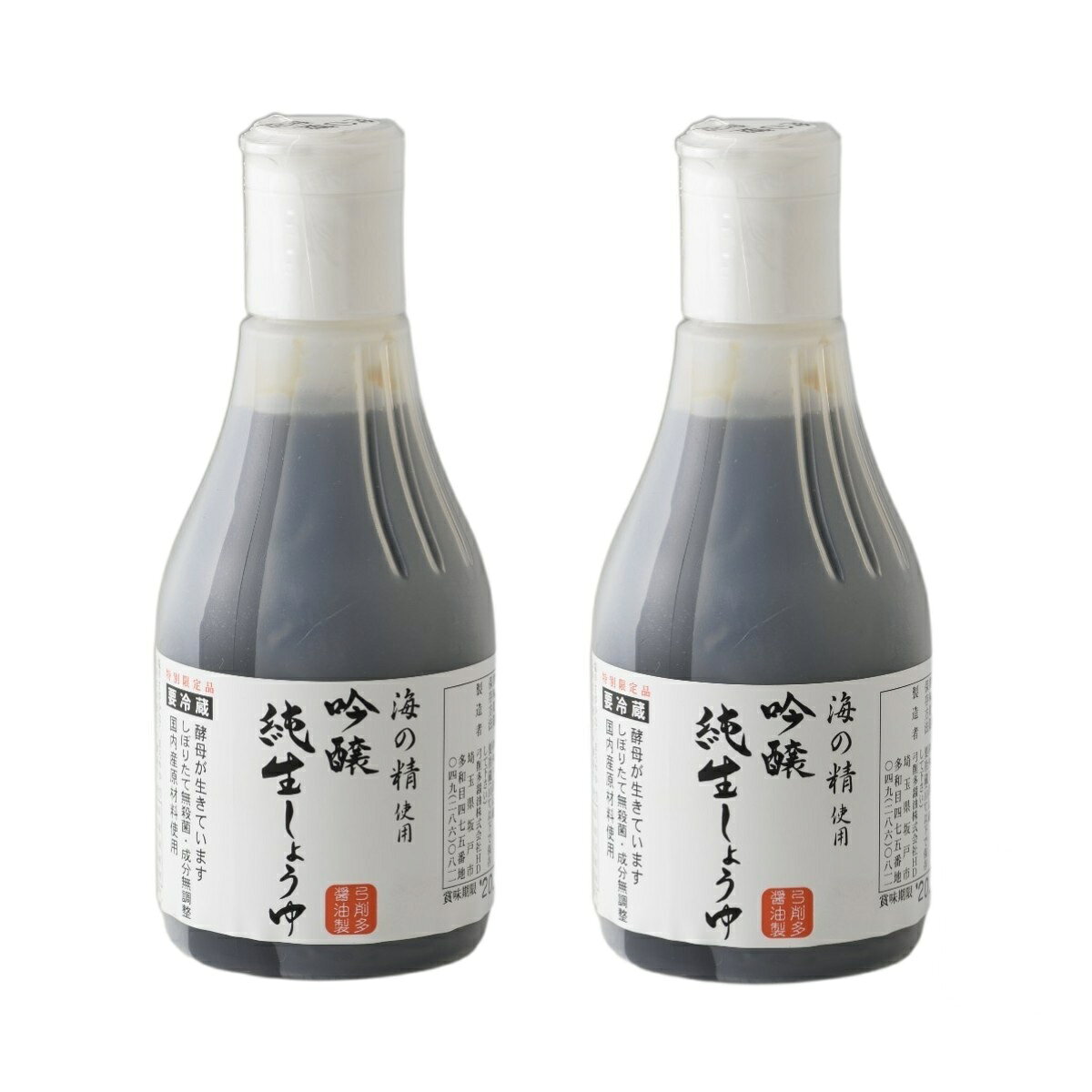 【商品特徴】塩っ辛さが少なく、まろやかな味が特徴の「吟醸純生しょうゆ」を、自然海塩「海の精」を使って仕込むことにより、更にまろやかさとうまみを追求した究極の『生しょうゆ』です。 国内産有機丸大豆・国内産有機小麦・伊豆大島の自然海塩「海の精」使用、杉桶仕込長期熟成。 お刺身や豆腐、玉子かけご飯など、『海の精使用・吟醸純生しょうゆ』ならではのうまみをお楽しみください。 商品説明メーカー所在地 原材料 国内産有機大豆、国内産有機小麦、食塩 原産国 日本 内容量 200ml×2 アレルギー表示 大豆、小麦 温度帯 冷蔵 メーカー名 弓削多醤油株式会社埼玉県坂戸市多和目475