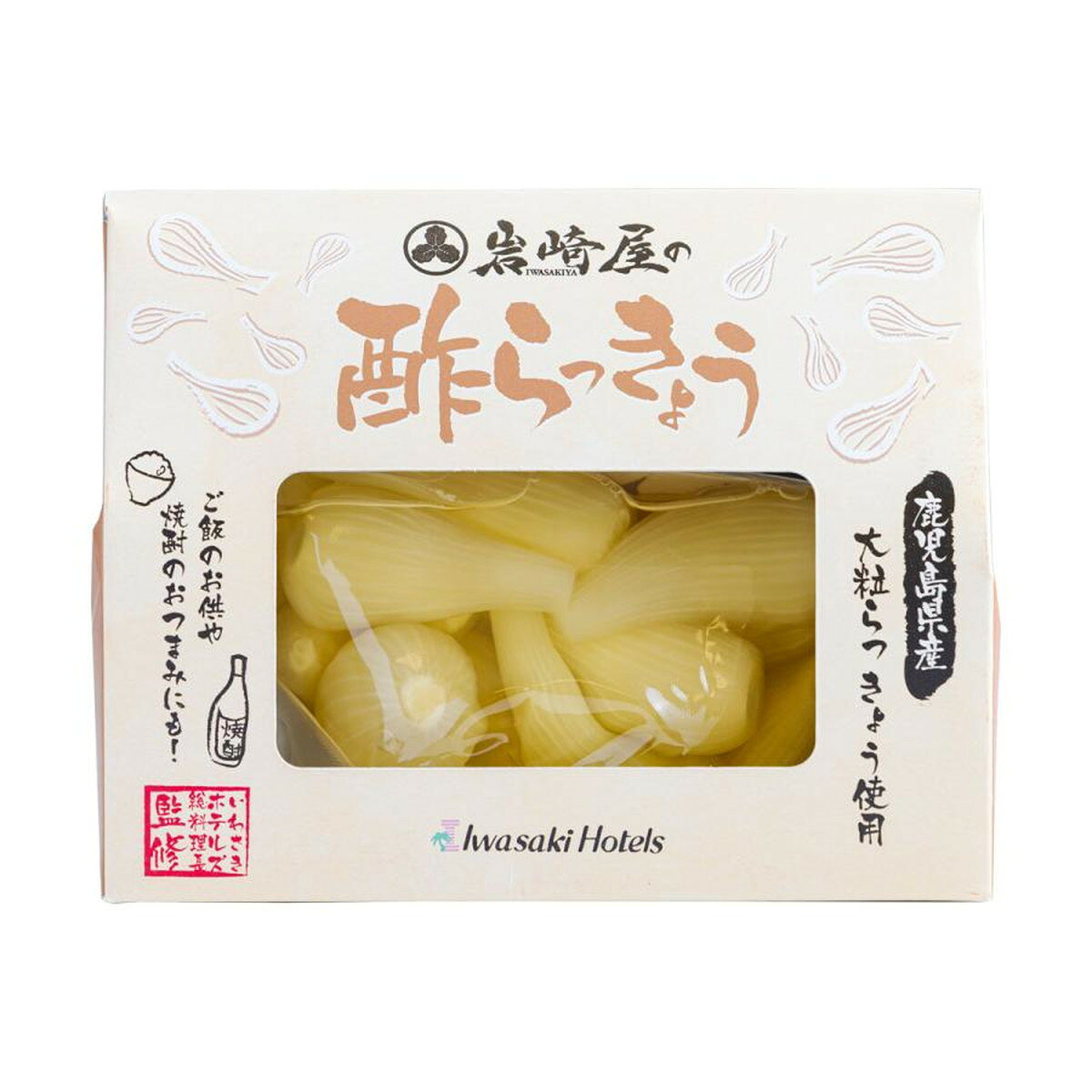 【商品特徴】鹿児島県産の大振りのらっきょうを1つ1つ丁寧に剥きじってくりと半年漬け込みました。 老舗ホテルで代々受け継がれているこだわりの美味しさをお楽しみください。 商品説明メーカー所在地 原材料 らっきょう サイズ 175×165×70(mm) 原産国 日本 内容量 220g アレルギー表示 なし 温度帯 常温 メーカー名 岩崎産業株式会社鹿児島県鹿児島市山下町9番5号
