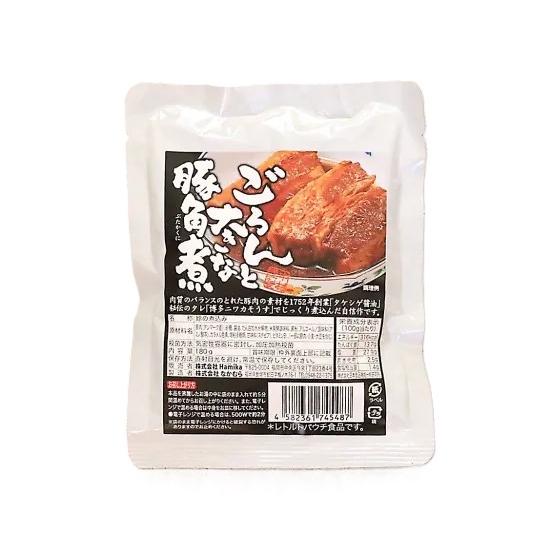 【商品特徴】バランスのとれた肉質の大きな豚肉を「ニワカそうす」のみで調理した自慢の逸品です。 うまみたっぷりの肉汁が袋を開けるとあふれ出します。 賞味期限も長いため、非常時の保存食としてもオススメです。 商品説明メーカー所在地 原材料 豚肉(メキシコ、デンマーク、その他)、砂糖、醤油、たん白加水分解物、米発酵調味料、澱粉、アルコール/調味料(アミノ酸等)、カラメル色素、増粘多糖類、甘味料(ステビア)、ビタミンB1、(一部に豚肉・小麦・大豆を含む) サイズ 177×139×20(mm) 原産国 メキシコ、デンマーク、その他 内容量 180g アレルギー表示 小麦、豚肉、大豆 温度帯 常温 メーカー名 有限会社タケシゲ福岡県福岡市南区平和1-23-6