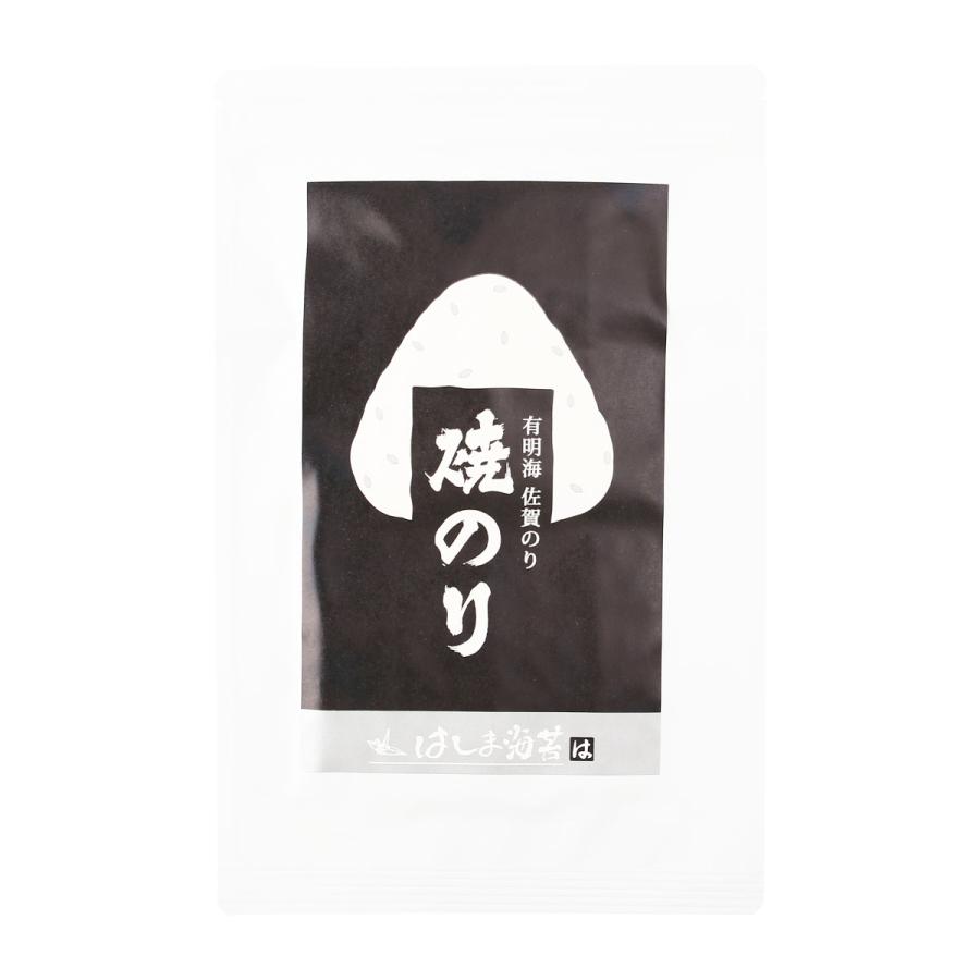 【商品特徴】佐賀有明海産　一番のり　佐賀海苔　焼きのりです。 秋芽海苔を使用しています。 (推等級の海苔) 私達の地域では、有明海の海況が不安定が続き、海苔生産が苦戦をしています。 その過酷な環境の中で、立派に育てくれた海苔を皆様に提供出来る事は大変、有り難いです。 芦刈漁場、特有の磯かおり、丸みを帯び甘み、口に入れた瞬間からとろけ出す柔らかを存分にお楽しみくださいませ。 口どけがよく香り豊かな一番海苔の美味しさそのものを楽しめる焼き海苔、深くしっとりさした旨味は漁師の自信を表しています。 一枚一枚、丁寧に愛情込めて焼き上げました。 シンプルにおにぎりで食べる。 インスタントラーメンやお味噌汁もおすすめです。 商品説明メーカー所在地 原材料 乾燥海苔(有明海産佐賀海苔) サイズ 280×170×5(mm) 原産国 日本 内容量 半切10枚(全形5枚分) アレルギー表示 なし 温度帯 常温 メーカー名 はしま海苔佐賀県小城市芦刈町下古賀1379-1