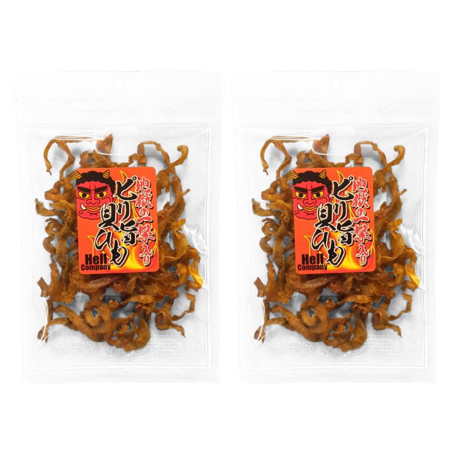 【商品特徴】国産ホタテ貝の味付け貝ひもに、Hell Company｢地獄の一撃｣を加えました。 貝ひもの旨みを引き立てるために、ほど良くピリ辛に。 お酒のおつまみにぜひ！ 商品説明メーカー所在地 原材料 味付き貝ひも(ほたて貝ひも(国内産)、砂糖、食塩)、唐辛子調味料(水飴、赤唐辛子、ハバネロ、その他)／ソルビトール、調味料(アミノ酸等)、着色料(カラメル色素、パプリカ色素)、香辛料抽出物、(一部に大豆を含む) サイズ 272×170×74(mm) 原産国 日本 内容量 60g×2 アレルギー表示 大豆 温度帯 常温 メーカー名 株式会社Hell Company大分県大分市賀来南1-18-42