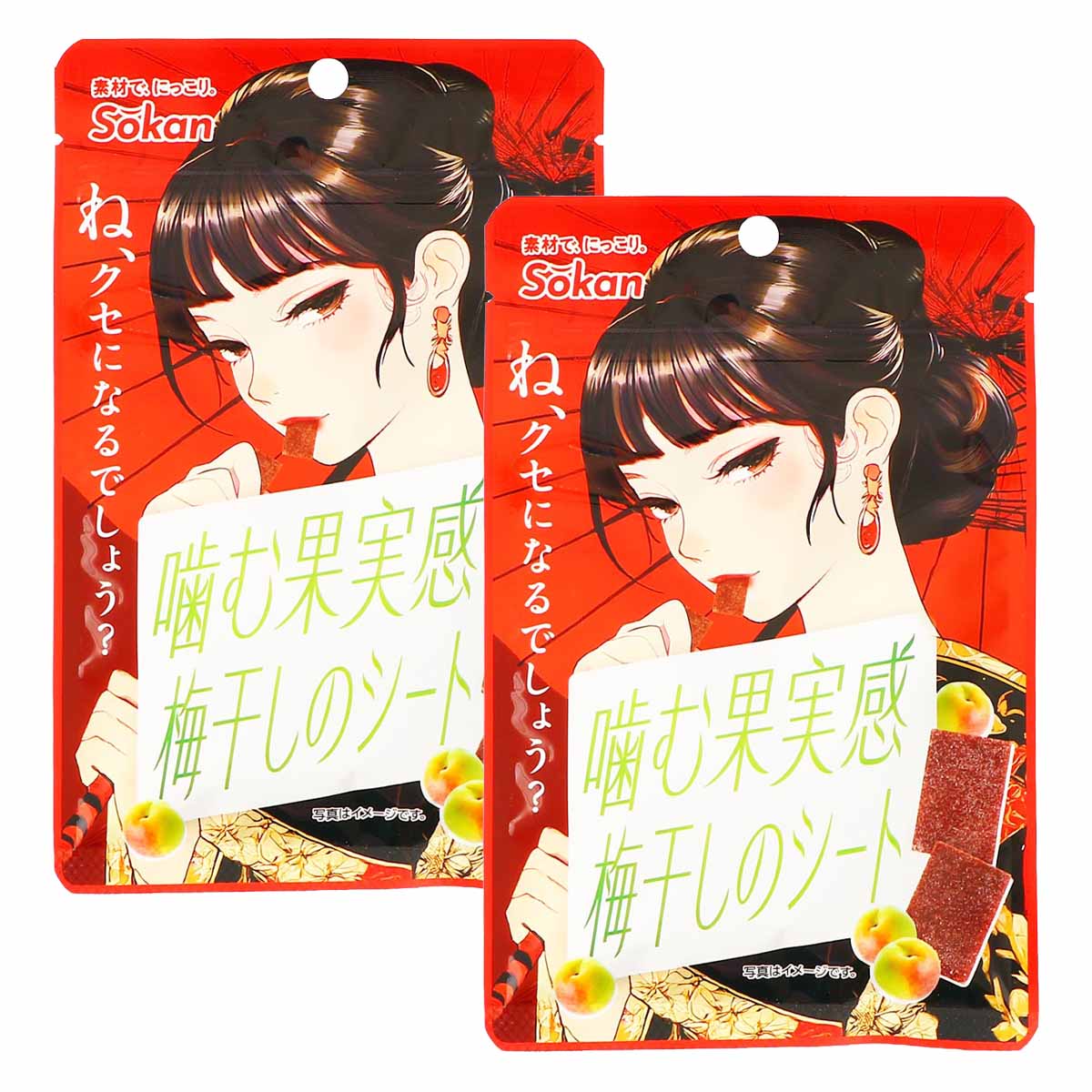 【商品特徴】梅干しの旨みをそのままに、シート状に仕上げました。 噛むほどに広がる甘酸っぱさと奥行きのある味わいが、つい手を伸ばしたくなる美味しさです。 口いっぱいに広がる甘酸っぱさと深い旨みしっとり食感で、どなたでも食べやすく、一度食べると止まらないクセになる味！ 仕事や勉強の合間など、ちょっとした酸味が欲しいときに持ち運びしやすく、外出先でも手軽に楽しめる梅干しの風味を損なわず、旨みをしっかり閉じ込めた仕上がりになっています。 甘酸っぱさと旨みのバランスが絶妙で、梅好きにはたまらない一品です。 商品説明メーカー所在地 原材料 梅(中国産)、糖類(砂糖、ぶどう糖果糖液糖、ぶどう糖)、食塩/調味料(アミノ酸)、甘味料(アスパルテーム・L-フェニルアラニン化合物、ステビア)、着色料(アントシアニン)、酸味料 サイズ 169×109×14(mm) 原産国 中国 内容量 20g×2 アレルギー表示 なし 温度帯 常温 メーカー名 株式会社壮関栃木県矢板市こぶし台4番地1