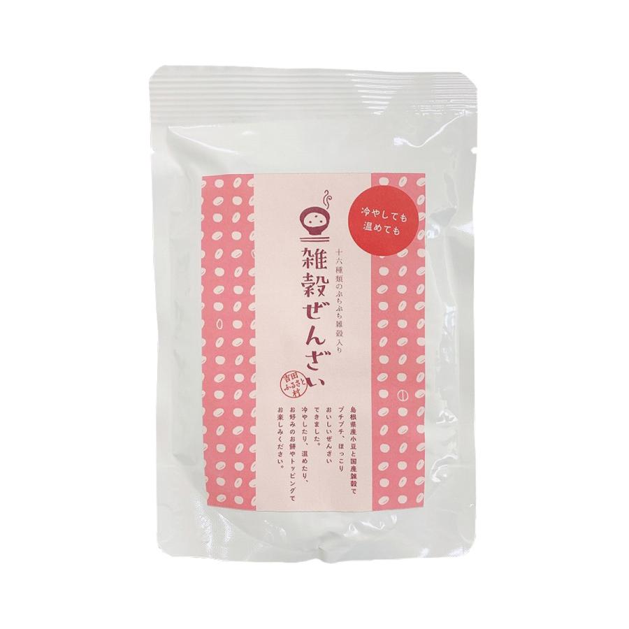 【商品特徴】島根県産の小豆と国産16種類の雑穀が入ったあっさりとしたしつこくない甘さのぜんざいです。 たくさんの雑穀によりお口の中にぷちぷちの食感が広がり、後味がしつこくない控えめな優しい甘さはいくらでも食べれてしまいます。 冷蔵庫で冷やして冷ぜんざいとしてお召し上がりいただくのもおすすめです。 またお好みのお餅を焼いて入れたり、ケーキなどの生地に混ぜ込んだりといろいろなアレンジが可能です。 不足しがちなミネラル、食物繊維をデザートでお手軽に摂取できます。 商品説明メーカー所在地 原材料 砂糖(甜菜)、小豆(島根県産)、16種雑穀ミックス(国産)(もち玄米、はだか麦、胚芽押麦、もち麦、青玄米、もち黒米、もちきび、もち赤米、ハト麦、青大豆、もちあわ、黒大豆、黄大豆、小豆、ひえ、とうもろこし)、食塩 サイズ 180×15×120(mm) 原産国 日本 内容量 150g アレルギー表示 大豆 温度帯 常温 メーカー名 株式会社吉田ふるさと村島根県雲南市吉田町吉田1047-2
