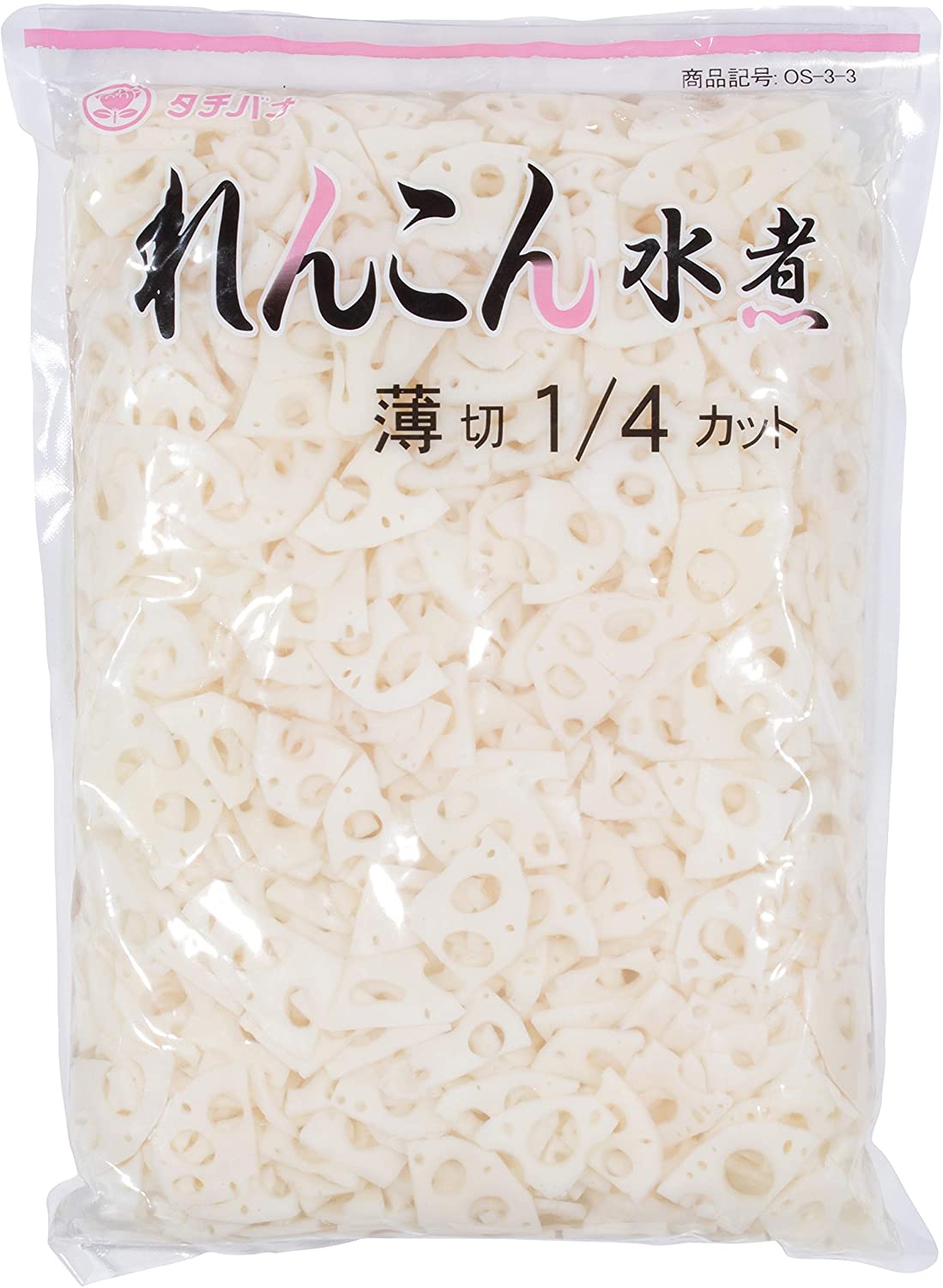 [タチバナ食品] 薄切り れんこん 水煮 1/4カット 1kg/業務用/蓮根/レンコン/簡単/料理/炒め物/煮物