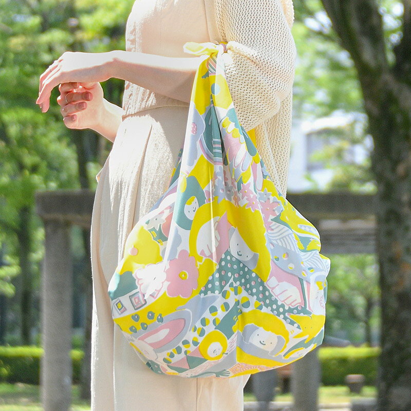 超撥水風呂敷ながれ クルクルセカイ(平織96cm)日本製 朝倉染布 レイングッズ エコバッグ 防災 周年記念品 結婚式引き出物 退職祝い