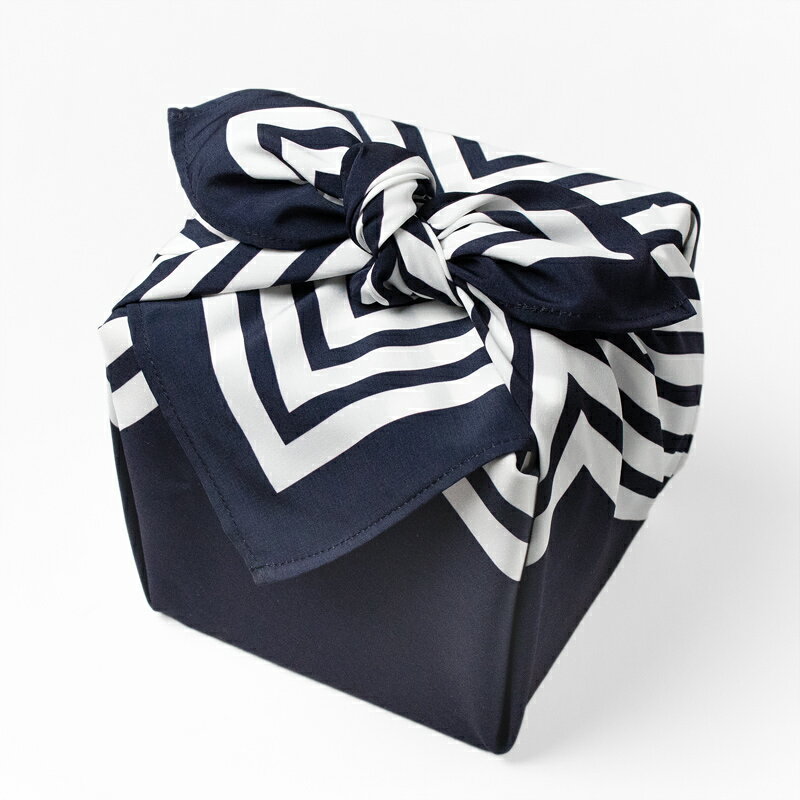 超撥水風呂敷ながれ マリンボーダー(70)（平織70cm）日本製 朝倉染布 レイングッズ エコバッグ 防災 周年記念品 結婚式引き出物 退職祝い