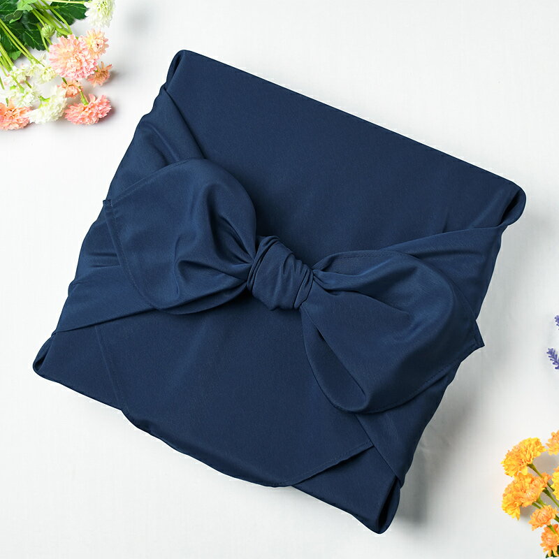 超撥水風呂敷ながれ ネイビー（無地）（平織96cm）日本製 朝倉染布 レイングッズ エコバッグ 防災 周年記念品 結婚式引き出物 退職祝い