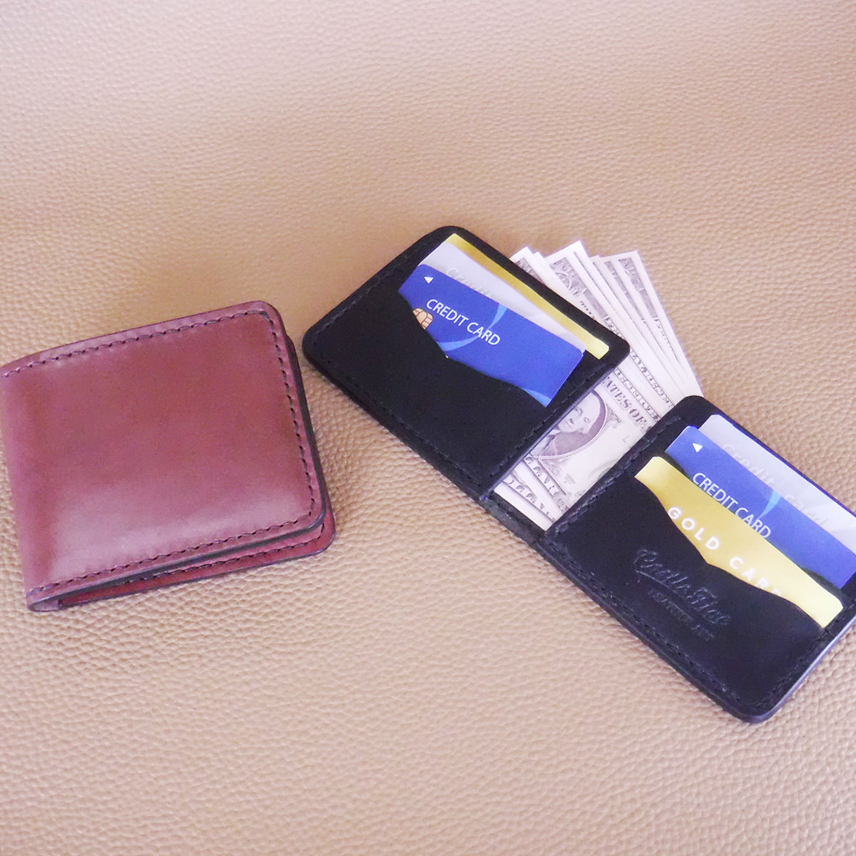 札バサミレザーウォレット 財布 メンズ レザー 革 革財布 カード 牛革 紳士用 シンプル 二つ折り カード収納可能 スリム 薄い コンパクト 丈夫 秋田 キャ...