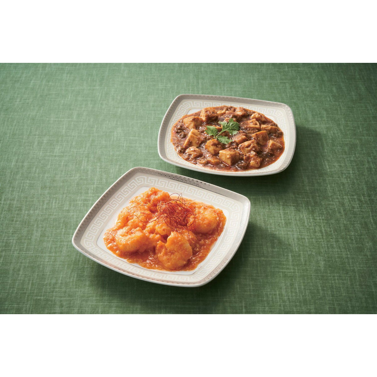 麻婆豆腐・エビのチリソース