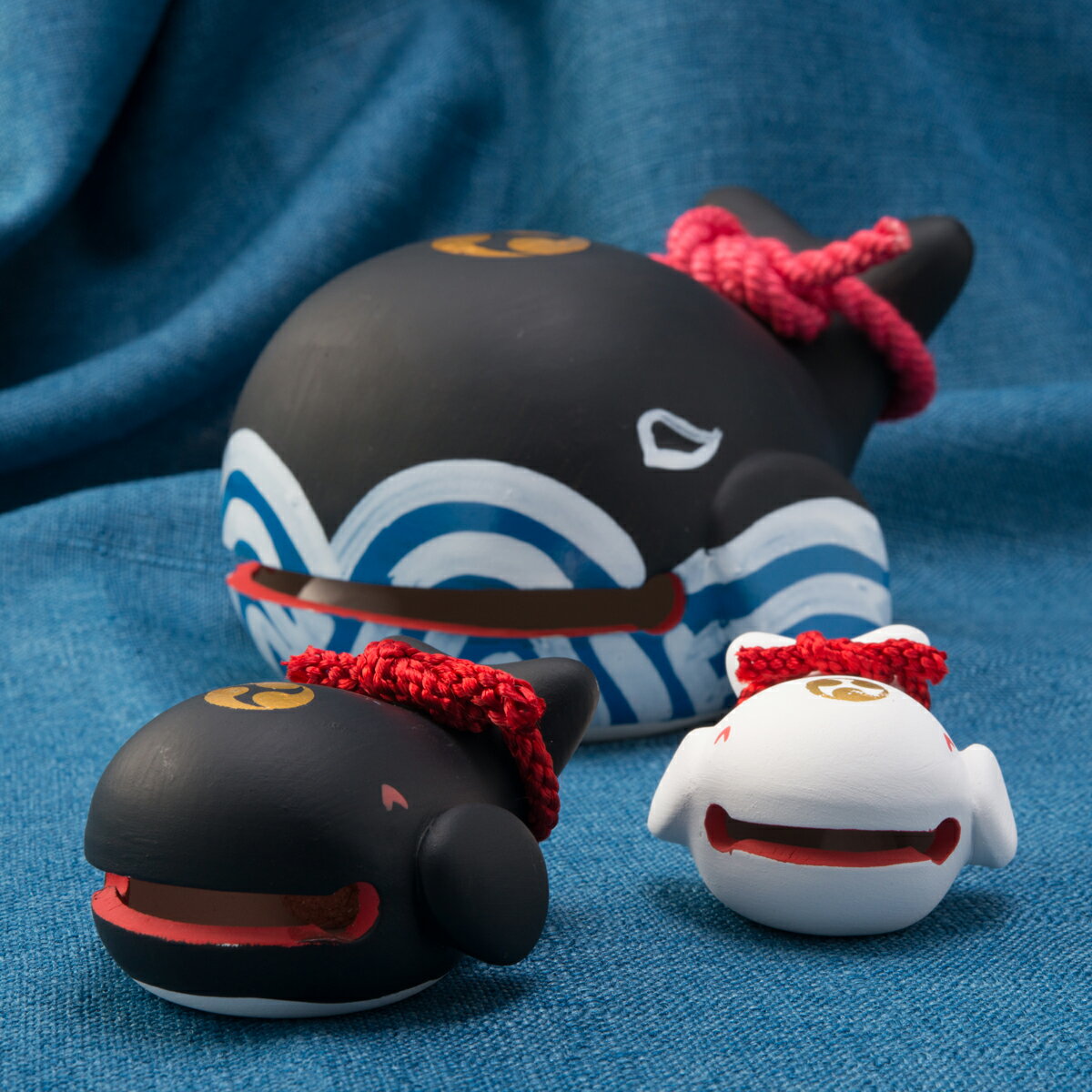 民芸品 クジラの置物 セット インテリア 置き物 土鈴 和歌山土産 グッズ お祝い めおと鯨 日本の民芸品 抱壷庵 和歌山県