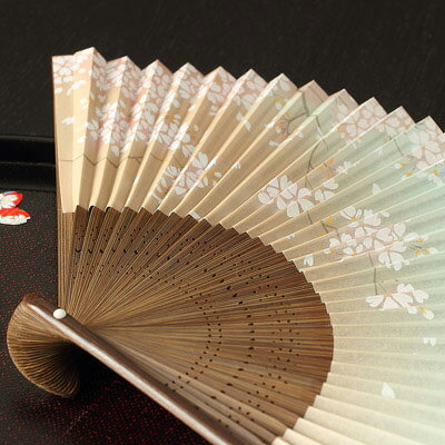 ■セール■ 300年の伝統を受け継いだ近江扇子 桜（青・肌）6.5寸