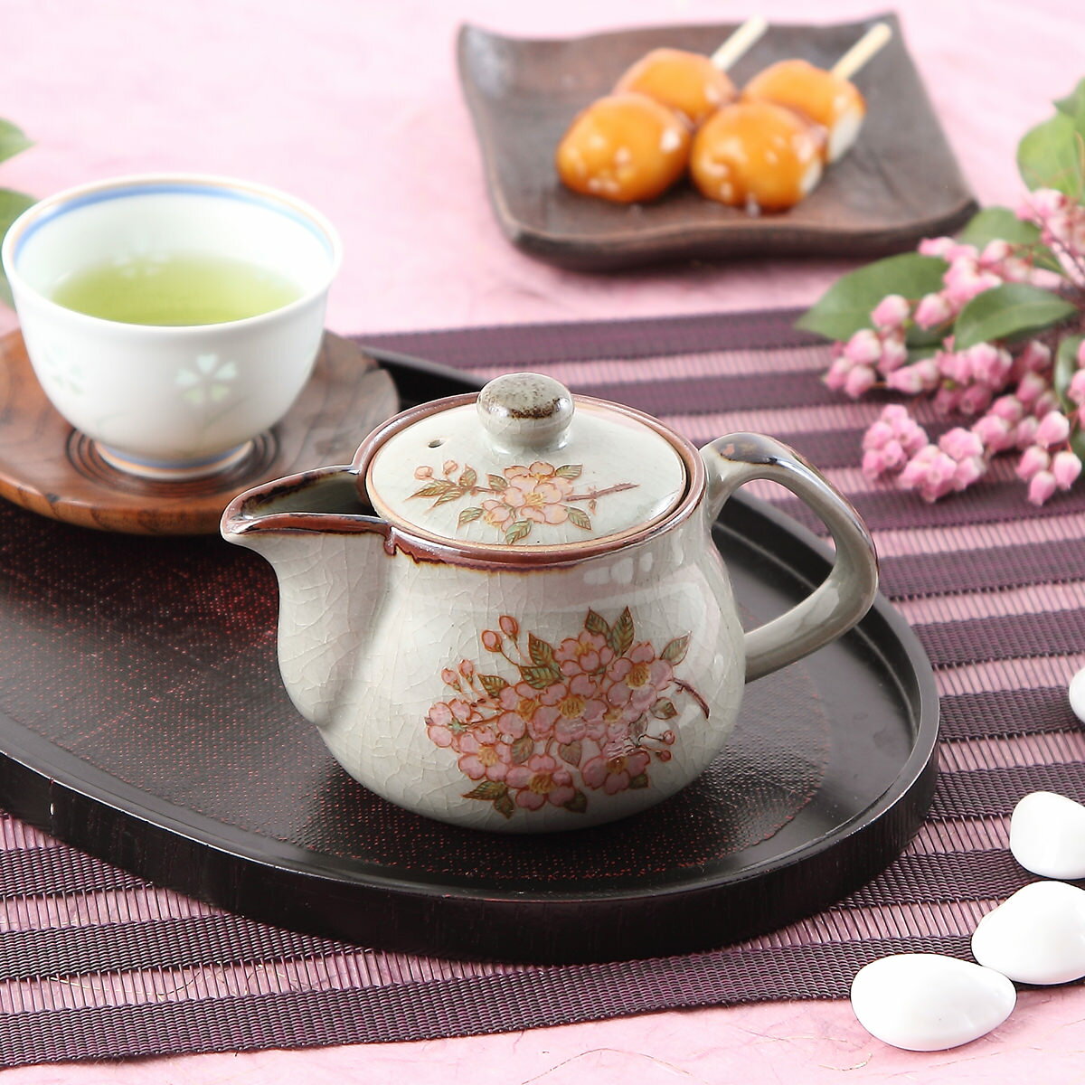 Rakuten - 送料無料 急須 九谷焼 お茶はもちろん紅茶にも利用できる しだれ桜 小【裏絵】