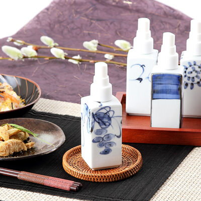 送料無料 醤油スプレー 減塩ちょいかけスプレー 有田焼 減塩 高血圧 有田焼白磁染付け 醤油差し