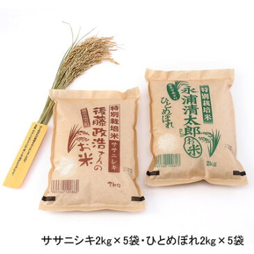 敬老の日 プレゼント 送料無料 ササニシキ&ひとめぼれ 特別栽培米食べくらべセット20kg