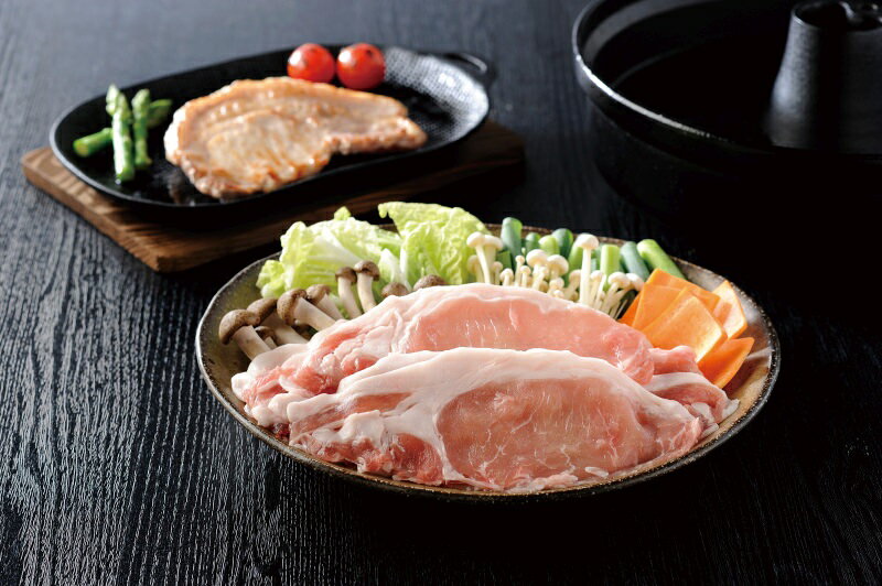 鹿児島県産黒豚ロース肉詰合せ〔ロース肉（しゃぶしゃぶ用）400g×2、ゆずポン酢・ごまだれ各50g×3、ロース肉（とんかつ・ステーキ用）100g×5〕 nipponselect-10036235 産直お取り寄せNセレクト サンプル画像2