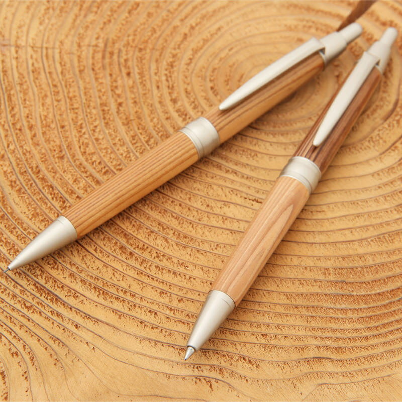 送料無料 宍粟杉ボールペンとシャープペンのセット〔ボールペン1本、シャープペン1本〕